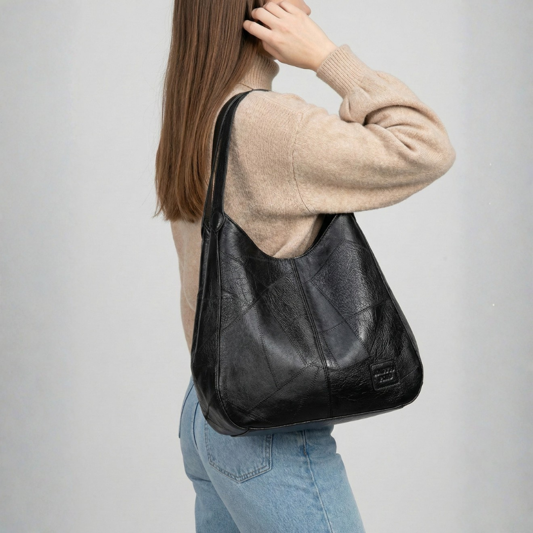 Large Vegan Leather Hobo Shoulder Tote Bag with Zippered Center Compartment, Dual Side Pockets & Magnetic Snap Closure 2