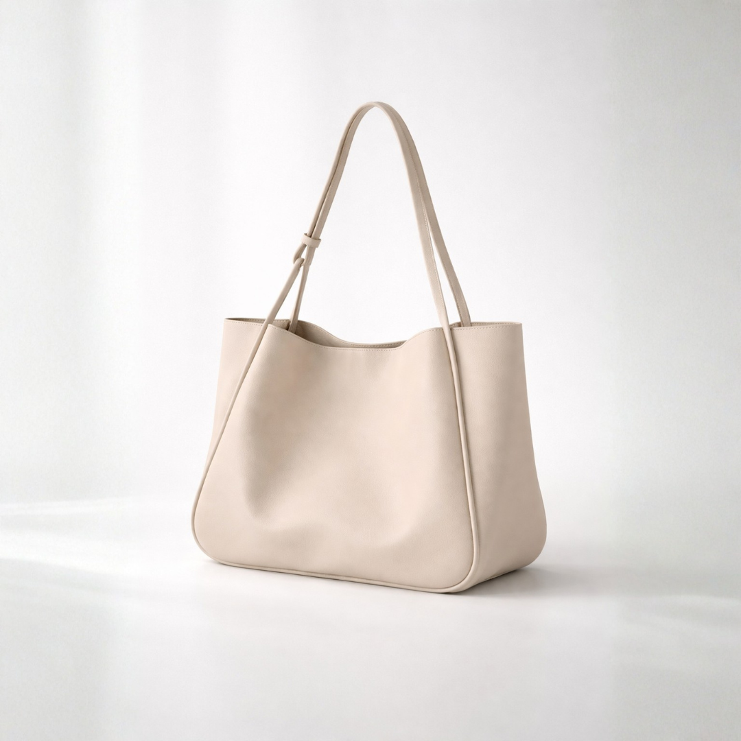 Large Vegan Leather Tote Shoulder Bag with Soft Structured Design and Double Shoulder Straps for Everyday Use 0