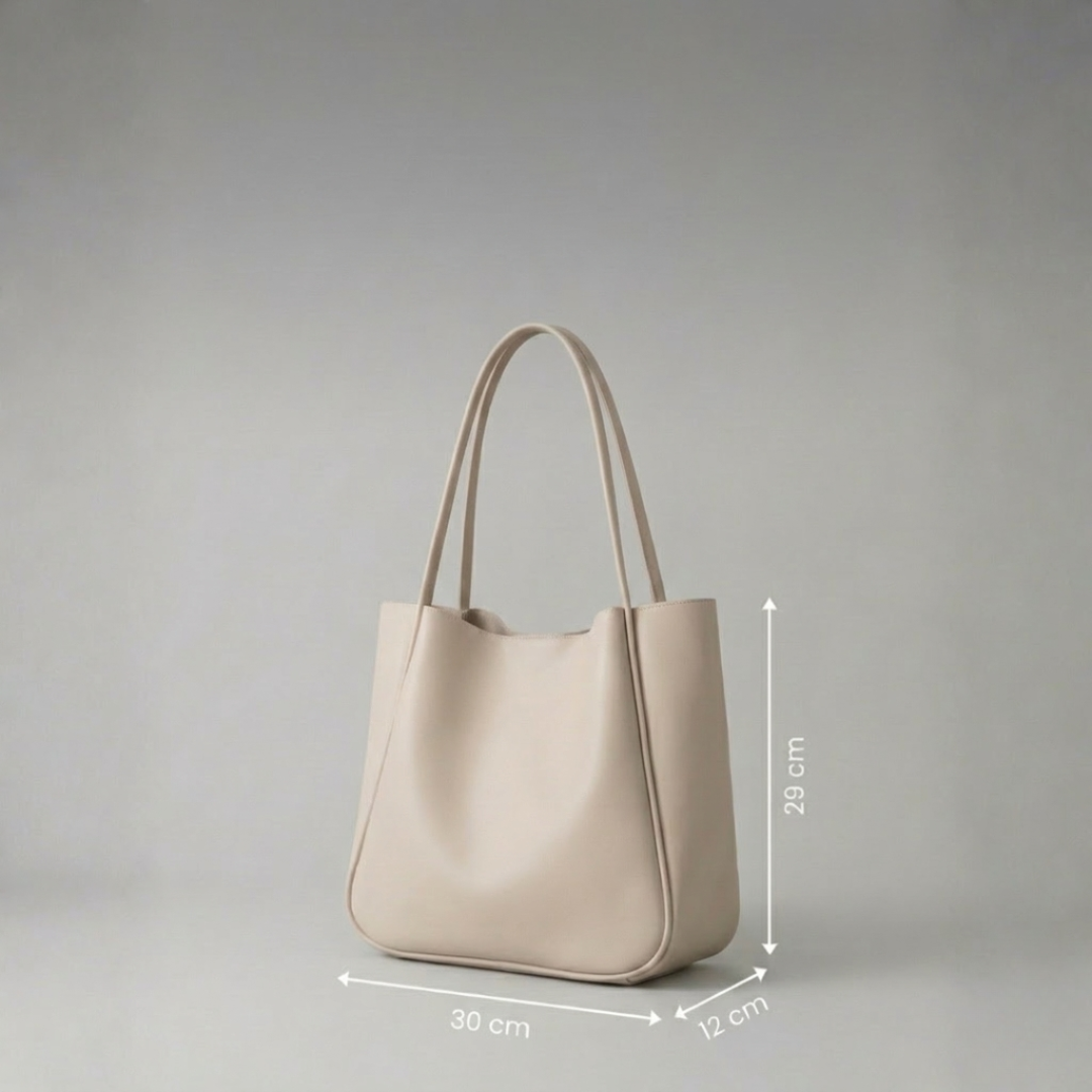Large Vegan Leather Tote Shoulder Bag with Soft Structured Design and Double Shoulder Straps for Everyday Use
