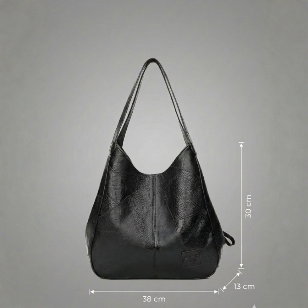Large Vegan Leather Hobo Shoulder Tote Bag with Zippered Center Compartment, Dual Side Pockets & Magnetic Snap Closure
