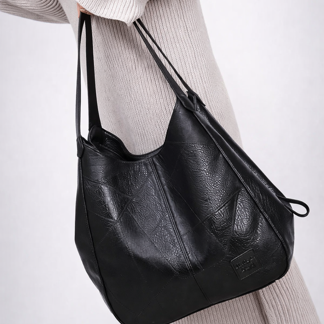 Large Vegan Leather Hobo Shoulder Tote Bag with Zippered Center Compartment, Dual Side Pockets & Magnetic Snap Closure 5