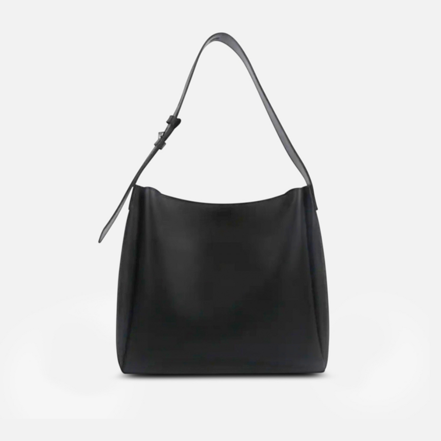 Women’s Vegan Leather Shoulder Bag with Adjustable Buckle Strap – Minimalist Everyday Tote 0